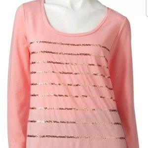 NWT Apt. 9 Peach Sequin Stripes Size XL